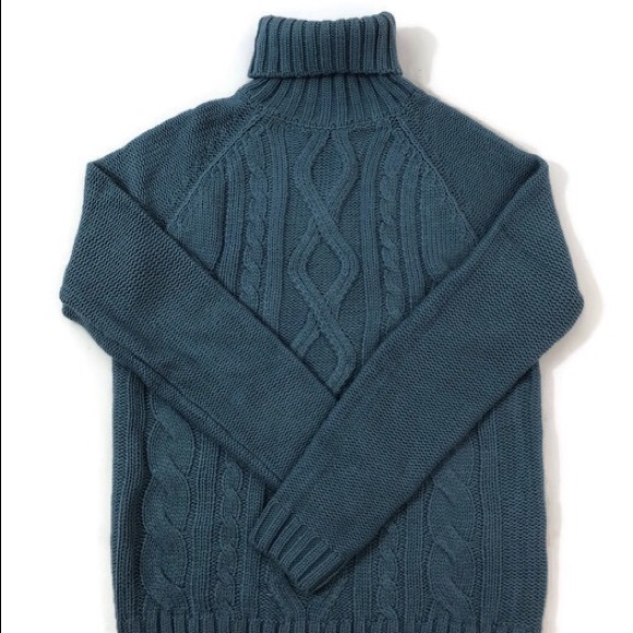 H&M Cable Knit  Blue Knitted Turtleneck - Picture 3 of 4